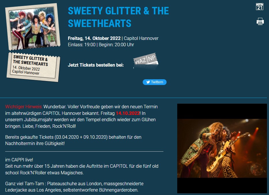 SWEETY GLITTER - Hannover - CAPITOL 14/10/22